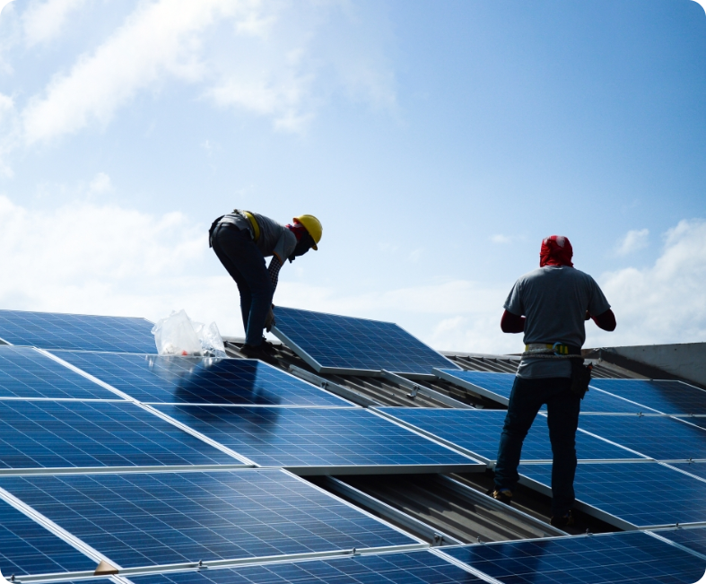 engineers installing solar panels