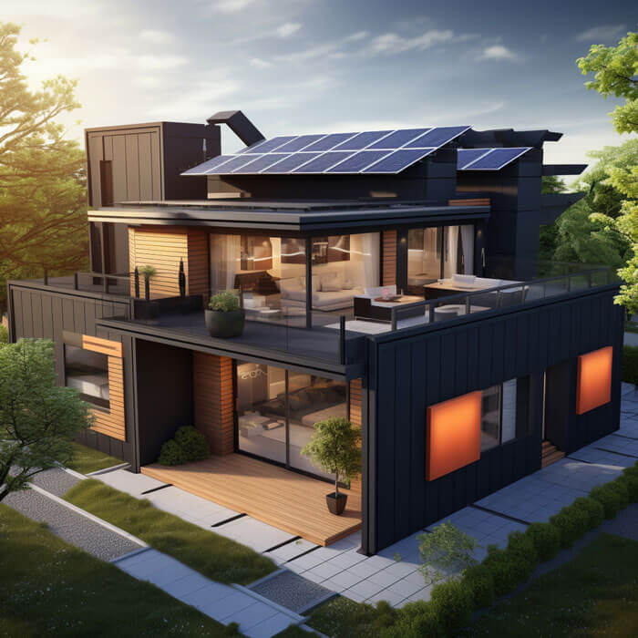 solar panels at roof